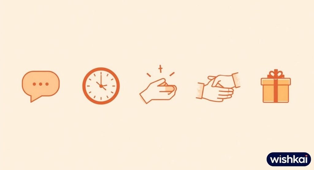 Icons representing the five love languages for happy Friday my love messages